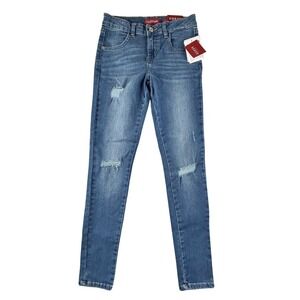 Guess Kids Skinny Jeans Girls 12 Medium Wash Distressed Stretch Adjustable Waist
